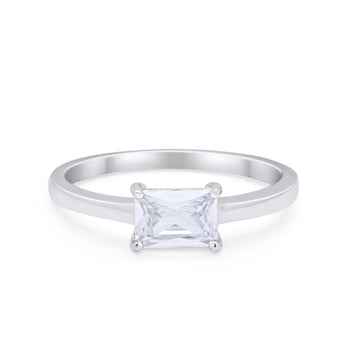 Radiant Cut Solitaire Engagement Ring Simulated CZ 925 Sterling Silver